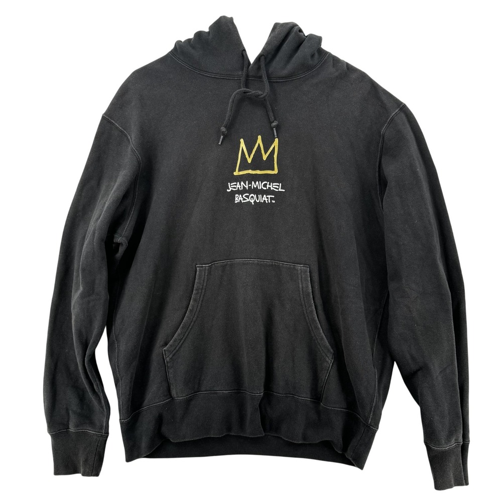 Uniqlo‎ UT Basquiat Hoodie Mens Large Black NYC Pop Icons Crown Graphic Pullover